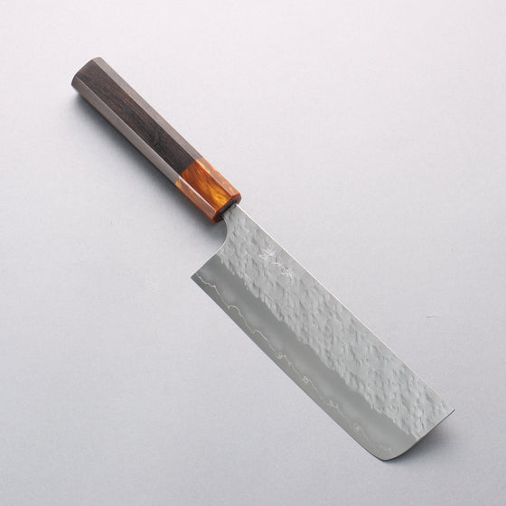 Yoshimi Kato Hyo SG2 Hammered Nakiri 165mm Ebony (ferrule: Orange Resin) Handle - Seisuke Knife