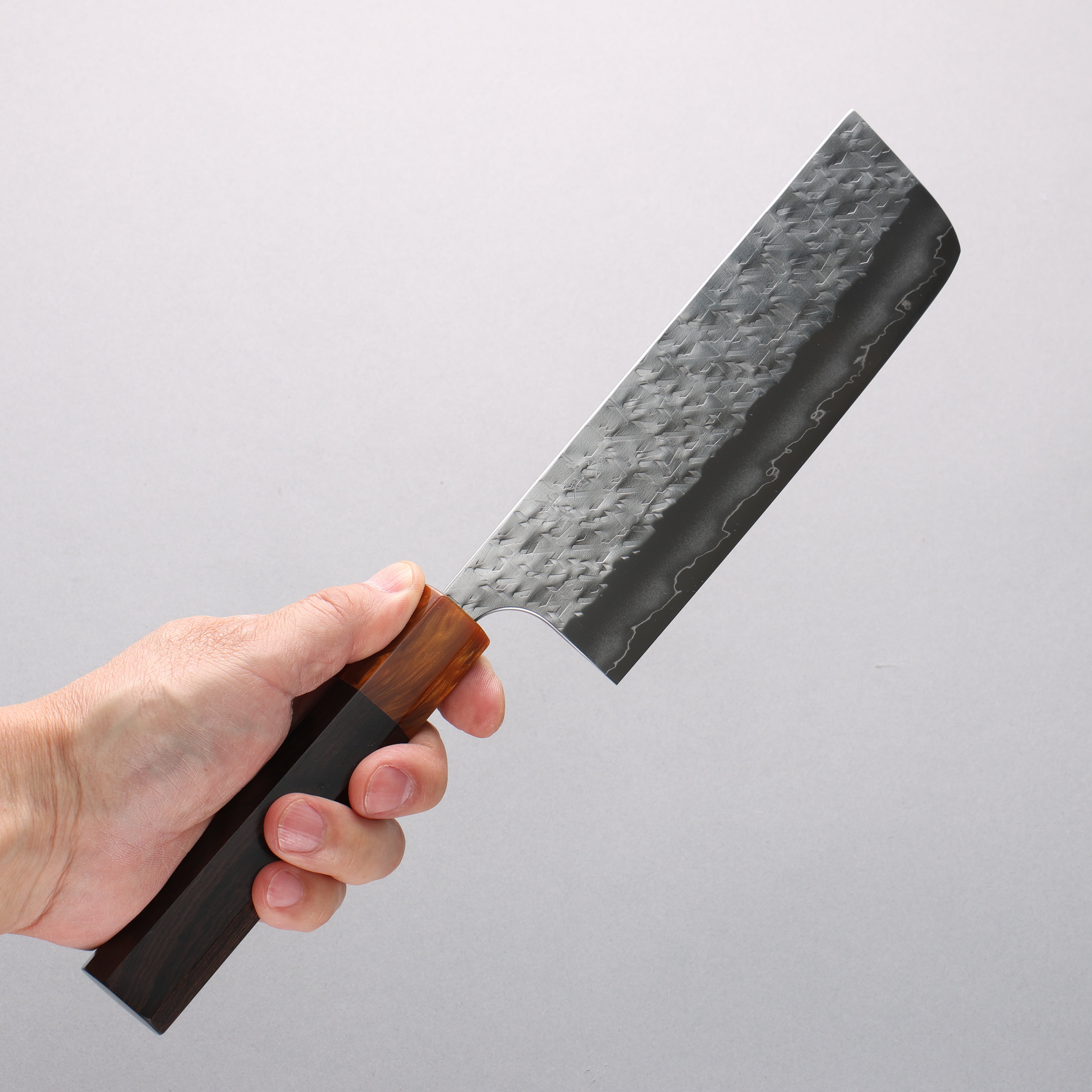 Yoshimi Kato Hyo SG2 Hammered Nakiri 165mm Ebony (ferrule: Orange Resin) Handle - Seisuke Knife