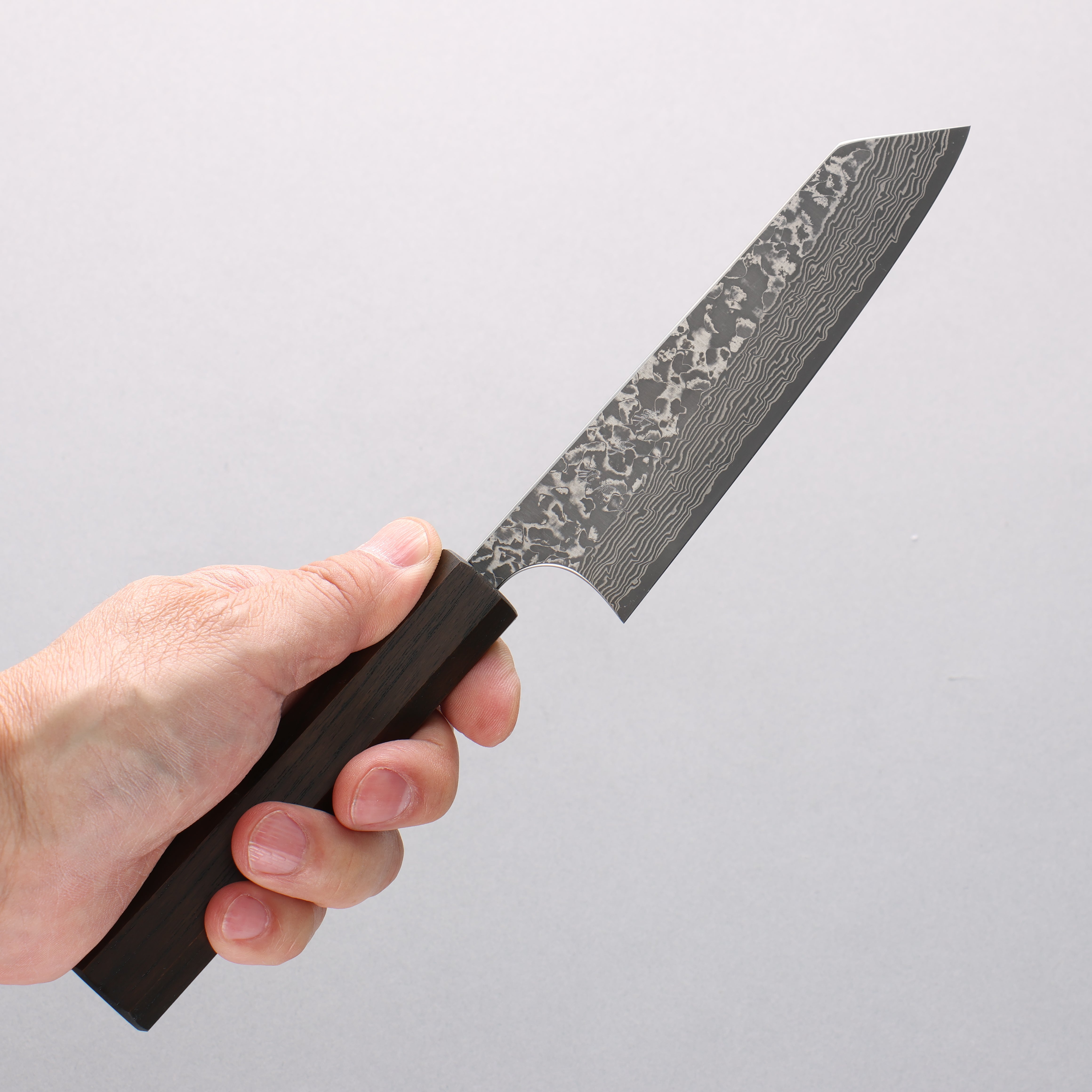 Yoshimi Kato VG10 Black Damascus Small Bunka 130mm Japanese Pagoda Tree (Black Lacquered) Handle - Seisuke Knife