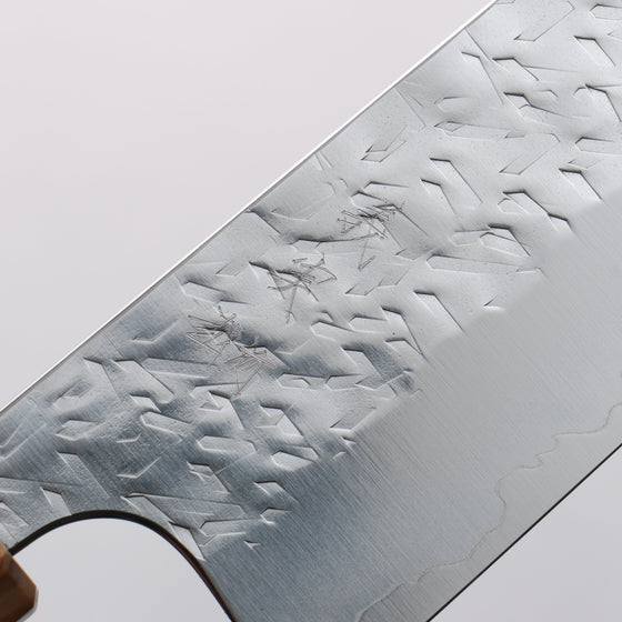 Yoshimi Kato Hyo SG2 Hammered Santoku 170mm Olive Tree and Red Resin Handle - Seisuke Knife