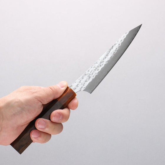 Yu Kurosaki Senko Ei SG2 Hammered Petty-Utility 130mm Sandalwood (ferrule:Acrylic) Handle - Seisuke Knife