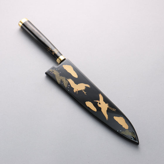 Takeshi Saji Maki-e Art Crane SG2 Diamond Finish Gyuto 210mm Wood(Lacquered) Handle with Sheath - Seisuke Knife