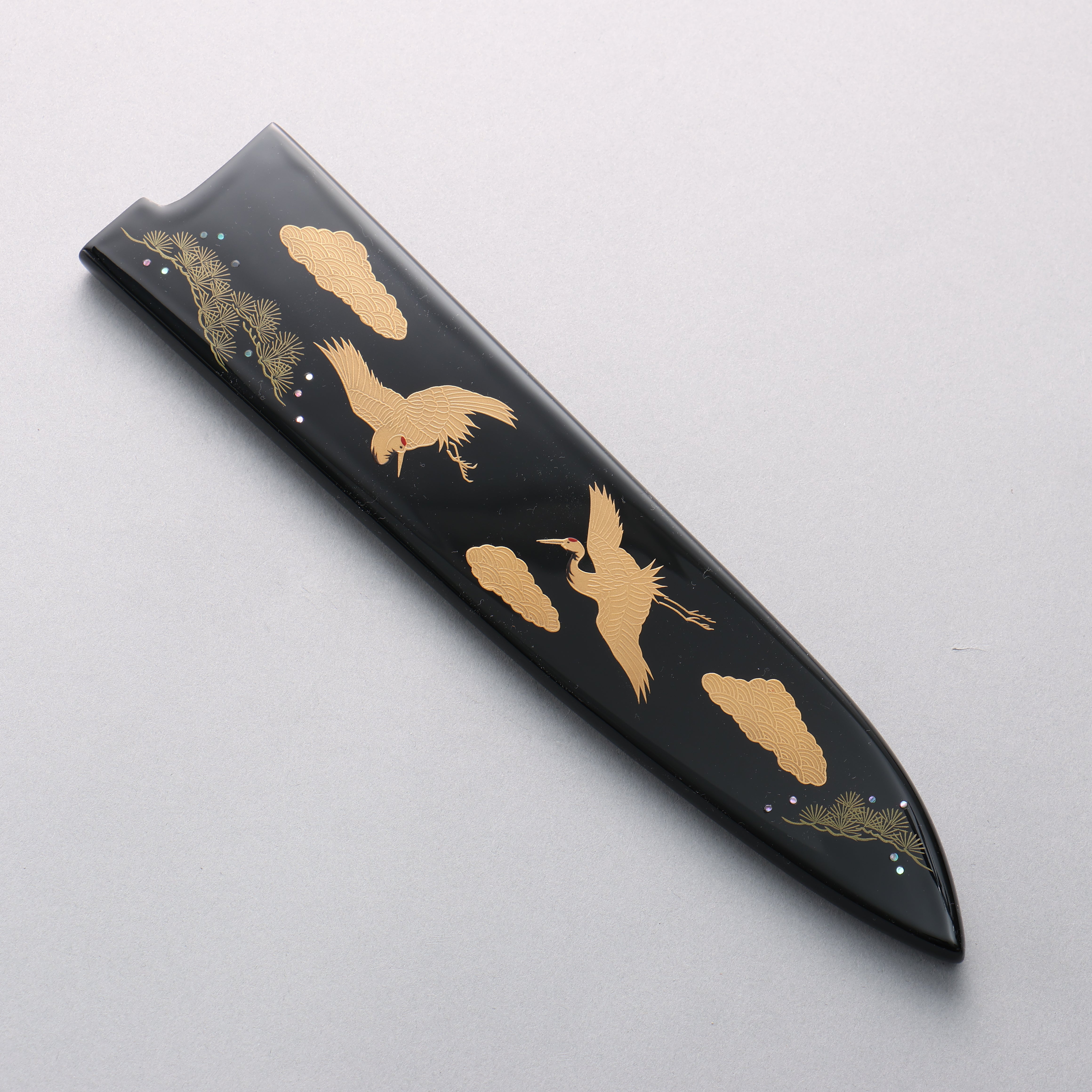Takeshi Saji Maki-e Art Crane SG2 Diamond Finish Gyuto 240mm Wood(Lacquered) Handle with Sheath - Seisuke Knife