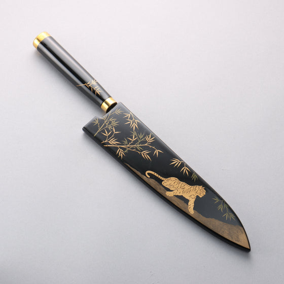 Takeshi Saji Maki-e Art Tiger SG2 Diamond Finish Gyuto 210mm Wood(Lacquered) Handle with Sheath - Seisuke Knife
