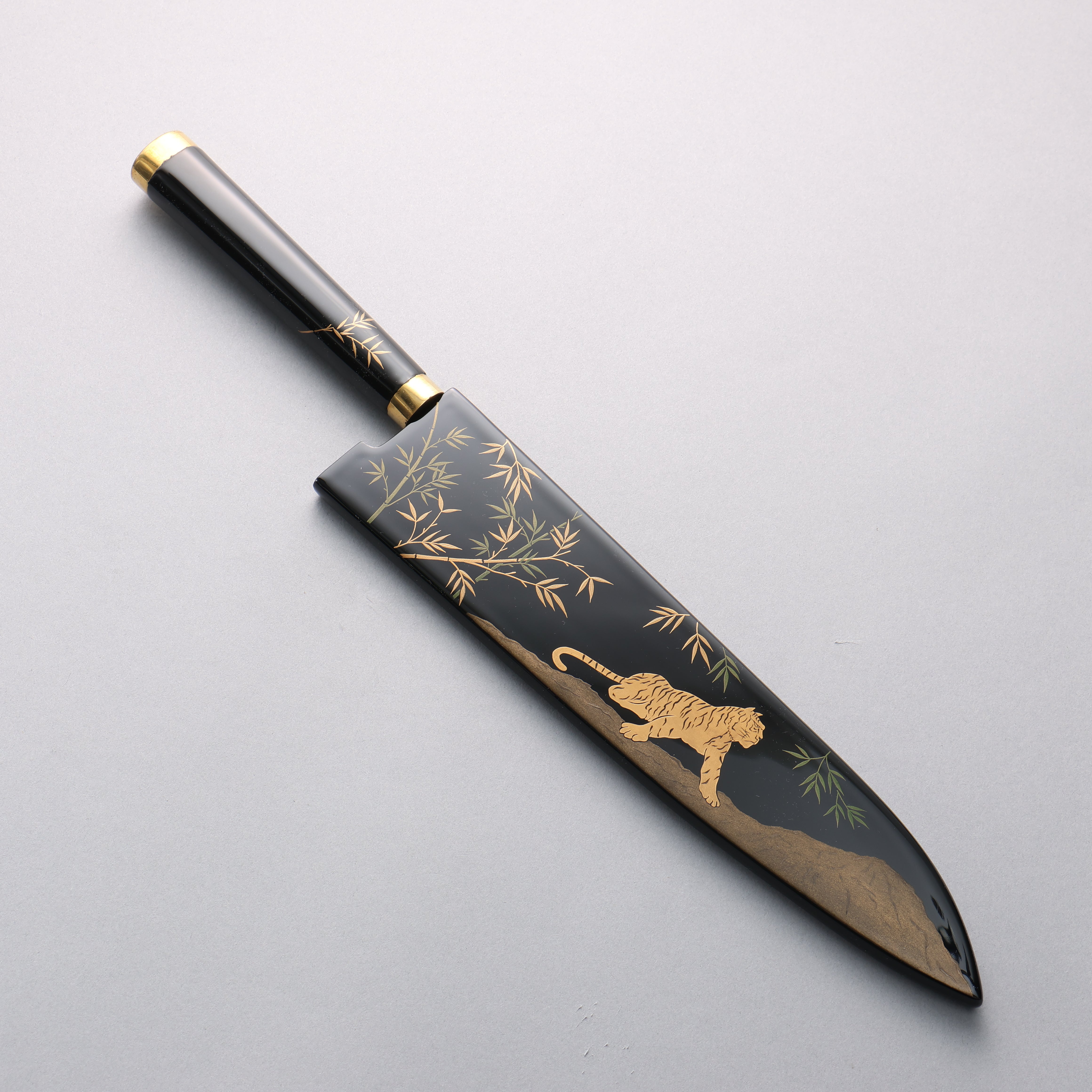 Takeshi Saji Maki-e Art Tiger SG2 Diamond Finish Gyuto 240mm Wood(Lacquered) Handle with Sheath - Seisuke Knife