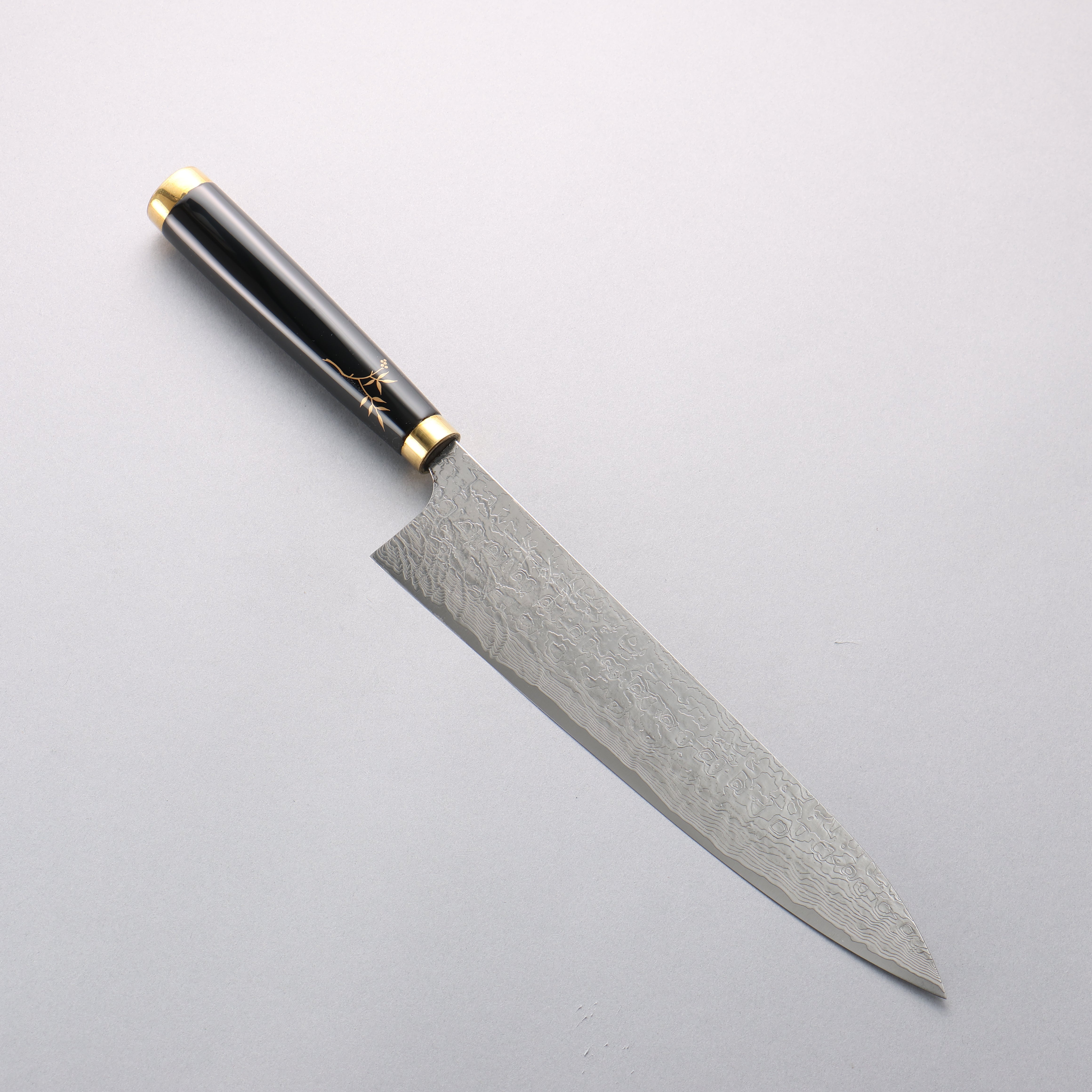 Takeshi Saji Maki-e Art Peacock SG2 Diamond Finish Gyuto 240mm Wood(Lacquered) Handle with Sheath - Seisuke Knife