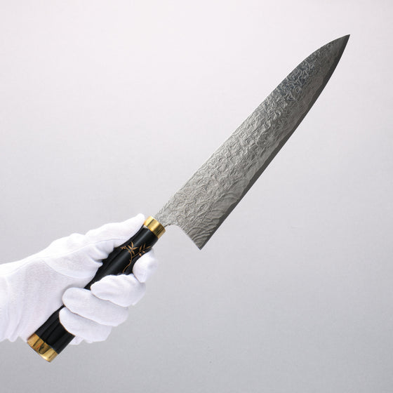 Takeshi Saji Maki-e Art Peacock SG2 Diamond Finish Gyuto 240mm Wood(Lacquered) Handle with Sheath - Seisuke Knife