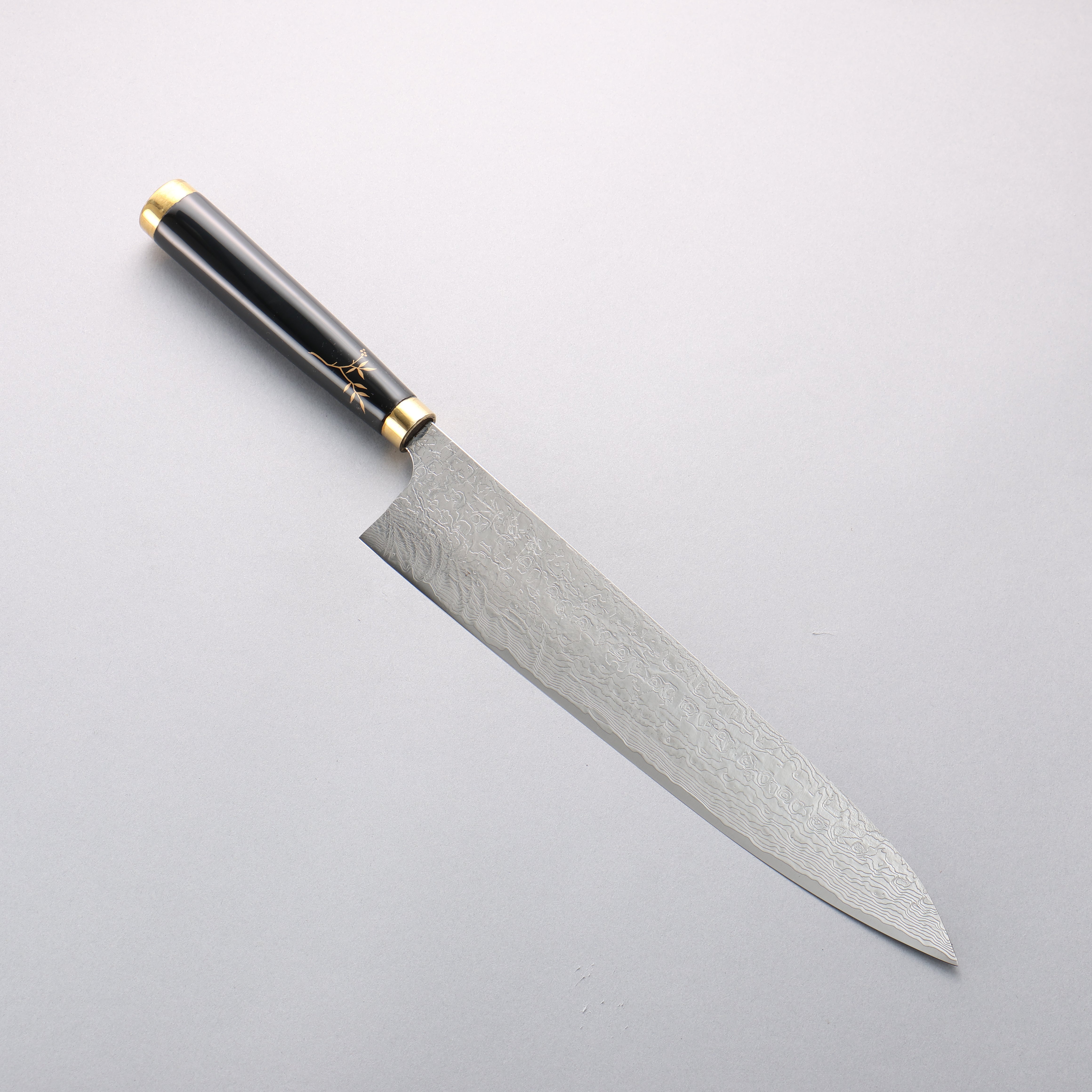 Takeshi Saji Maki-e Art Peacock SG2 Diamond Finish Gyuto 270mm Wood(Lacquered) Handle with Sheath - Seisuke Knife