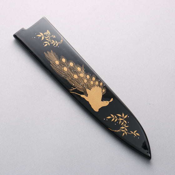 Takeshi Saji Maki-e Art Peacock SG2 Diamond Finish Gyuto 270mm Wood(Lacquered) Handle with Sheath - Seisuke Knife