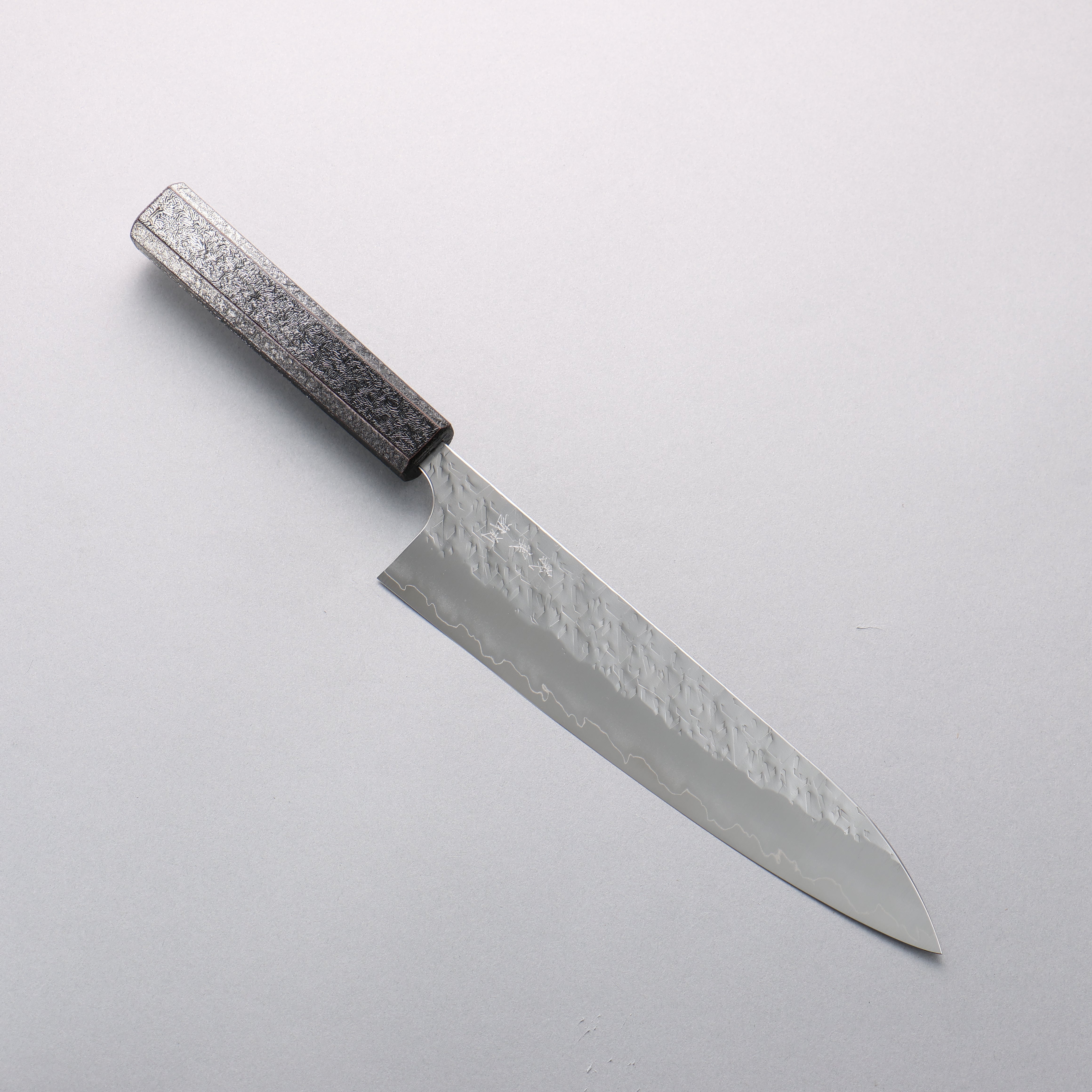 Yoshimi Kato Hyo SG2 Hammered Gyuto 210mm Black Silver Lacquered Handle - Seisuke Knife