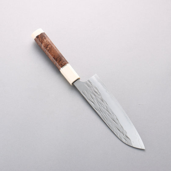 Yu Kurosaki Juhyo Cobalt Special Steel Hammered Santoku 170mm Chinese Quince (White Ferrule and End Cap) Handle - Seisuke Knife