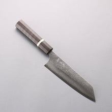  Yoshimi Kato VG10 Damascus Hammered (Narrow V) Bunka 170mm Gray Stabilized Wood (White Ring) Handle - Seisuke Knife