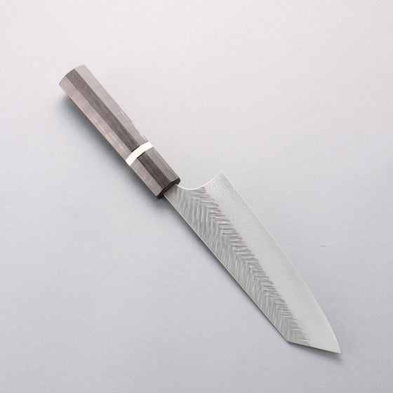 Yoshimi Kato VG10 Damascus Hammered (Narrow V) Bunka 170mm Gray Stabilized Wood (White Ring) Handle - Seisuke Knife