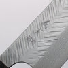 Yoshimi Kato VG10 Damascus Hammered (Narrow V) Santoku 170mm Gray Stabilized Wood (White Ring) Handle - Seisuke Knife - Slide 3