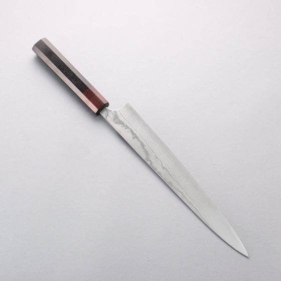 Yoshimi Kato VG10 Damascus Migaki Finished Sujihiki 270mm Ebony (ferrule: Sandalwood) Handle - Seisuke Knife