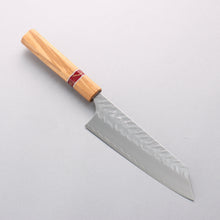  Yoshimi Kato SPG STRIX Hammered (V) Bunka 170mm Olive (Red Turquoise Ring) Handle - Seisuke Knife
