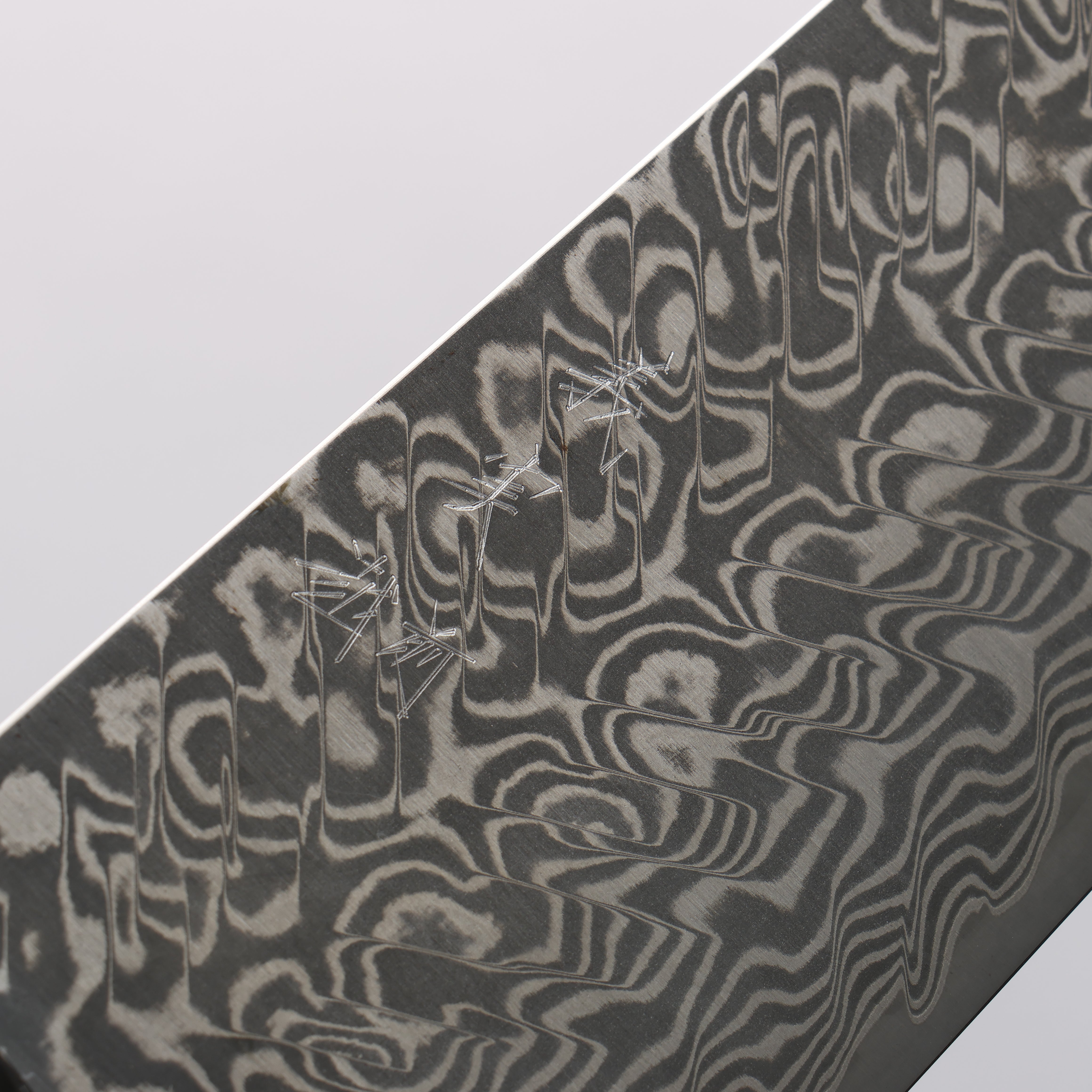 Yoshimi Kato SG2 Black Damascus Bunka (wide) 180mm Purple and White Marble Acrylic Handle - Seisuke Knife