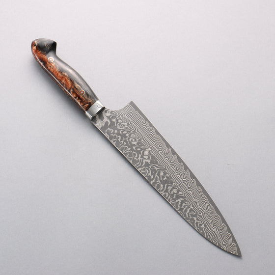 Yoshimi Kato SG2 Black Damascus Gyuto 210mm Brown Black Acrylic Handle - Seisuke Knife