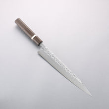  Yoshimi Kato Silver Steel No.3 Hammered(Maru) Migaki Finished Kiritsuke Sujihiki 270mm Sandalwood with White Ring Handle - Seisuke Knife