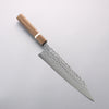 Yoshimi Kato Silver Steel No.3 Hammered(Maru) Migaki Finished Kiritsuke Gyuto 240mm Sandalwood with White Ring Handle - Seisuke Knife - Slide 1