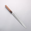 Yoshimi Kato Silver Steel No.3 Maru Hammered Migaki Finished Kiritsuke Sujihiki 270mm Walnut & Wenge Handle - Seisuke Knife - Slide 2