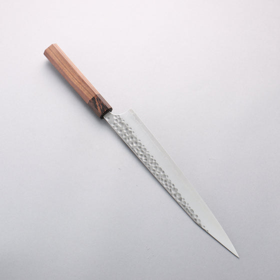 Yoshimi Kato Silver Steel No.3 Maru Hammered Migaki Finished Kiritsuke Sujihiki 270mm Walnut & Wenge Handle - Seisuke Knife