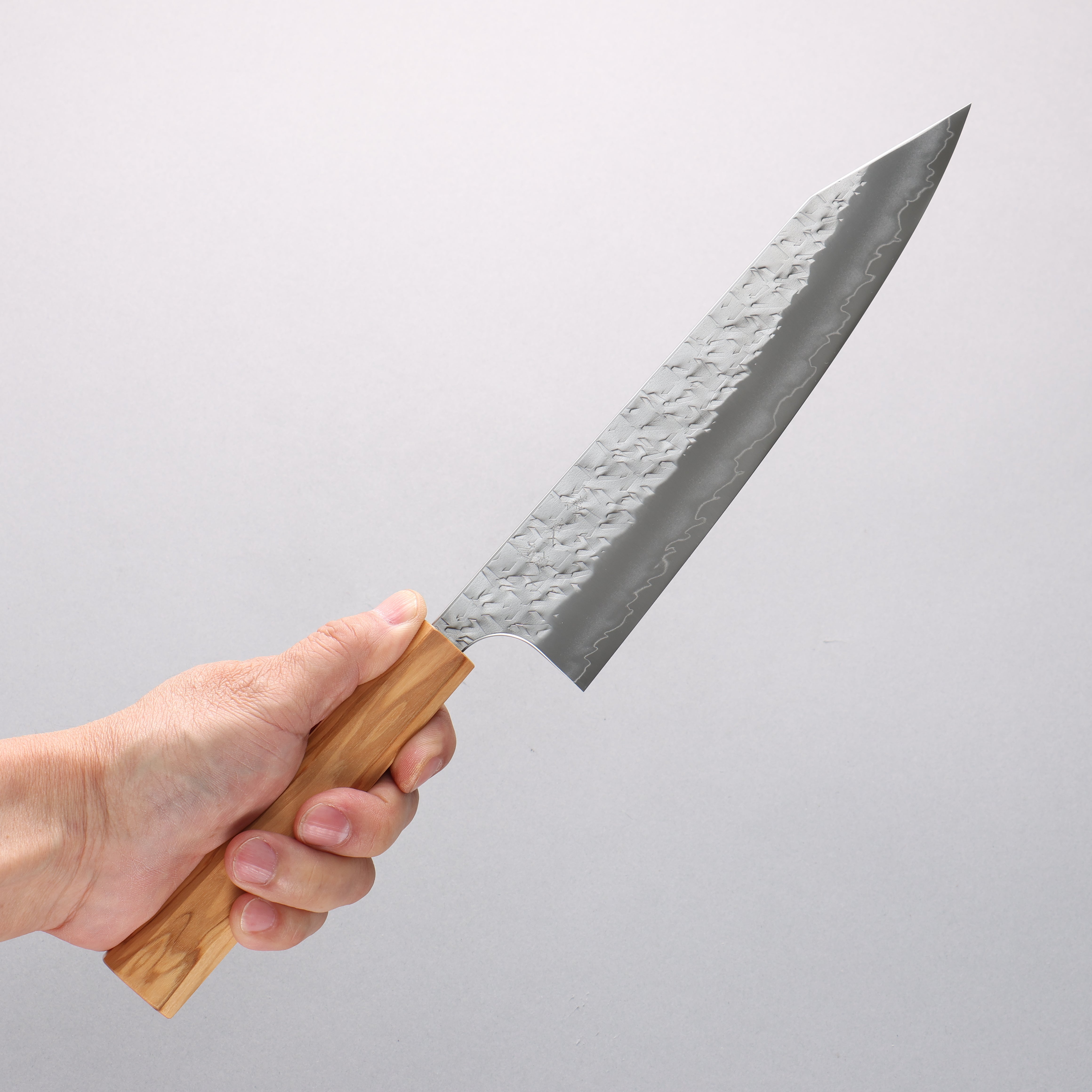 Yoshimi Kato Hyo SG2 Hammered Kiritsuke Gyuto 210mm Olive Wood Handle - Seisuke Knife