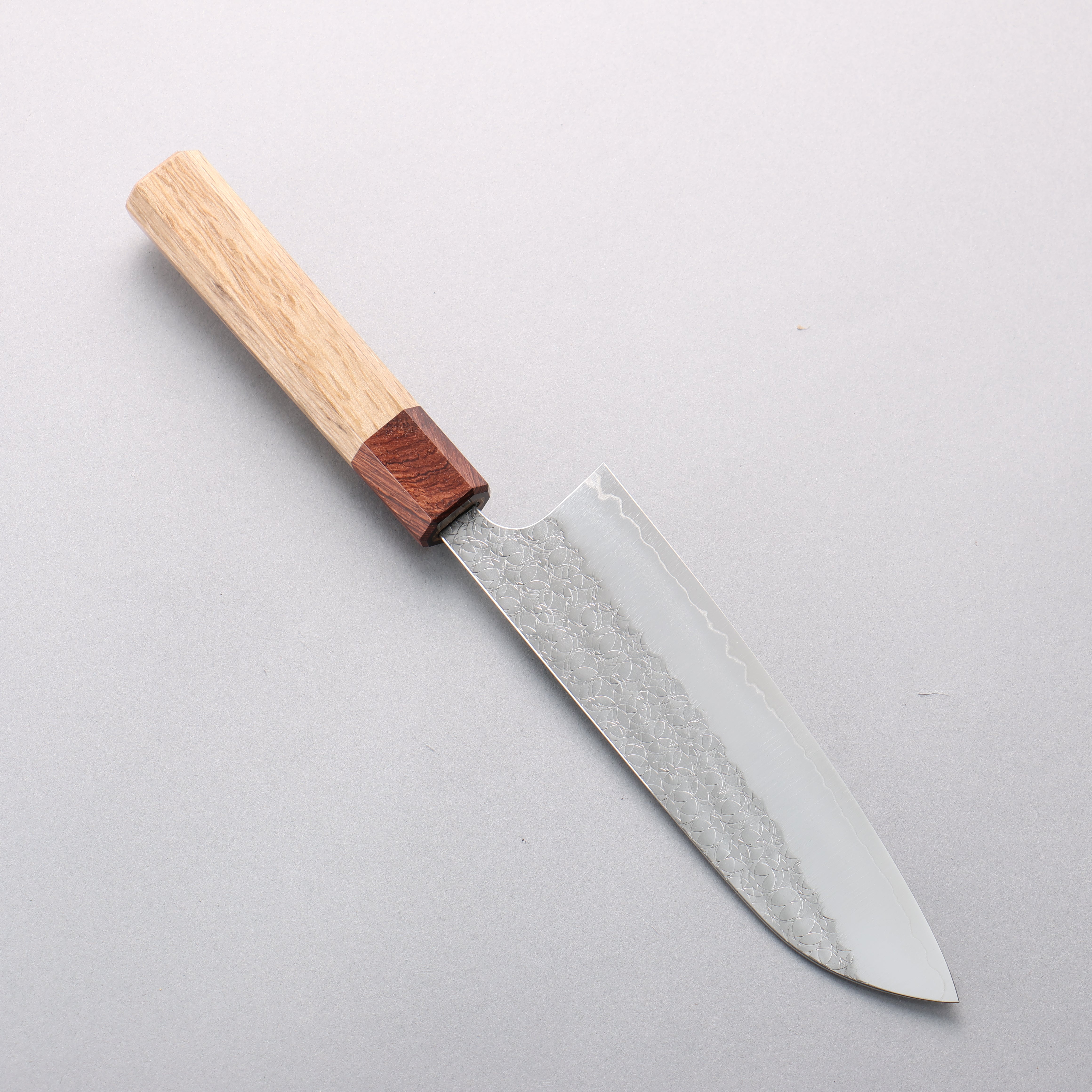 Yoshimi Kato Minamo SG2 Hammered Santoku 170mm Oak & Rosewood Handle - Seisuke Knife