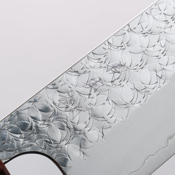 Yoshimi Kato Minamo SG2 Hammered Santoku 170mm Oak (Ferrule: Rosewood) Handle - Seisuke Knife