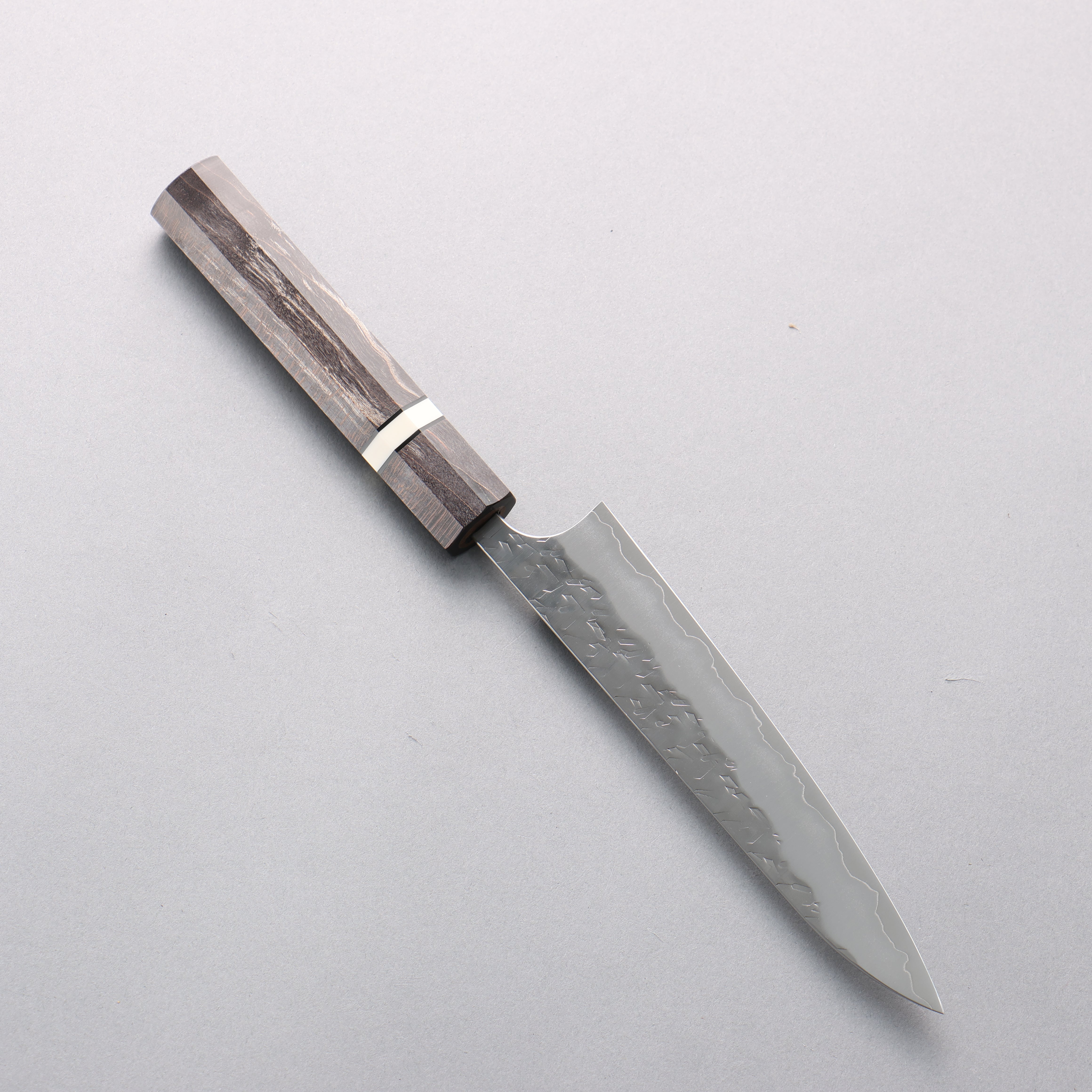 Yoshimi Kato Hyo SG2 Hammered Petty-Utility 150mm Gray Stabilized Wood & White Ring Handle - Seisuke Knife