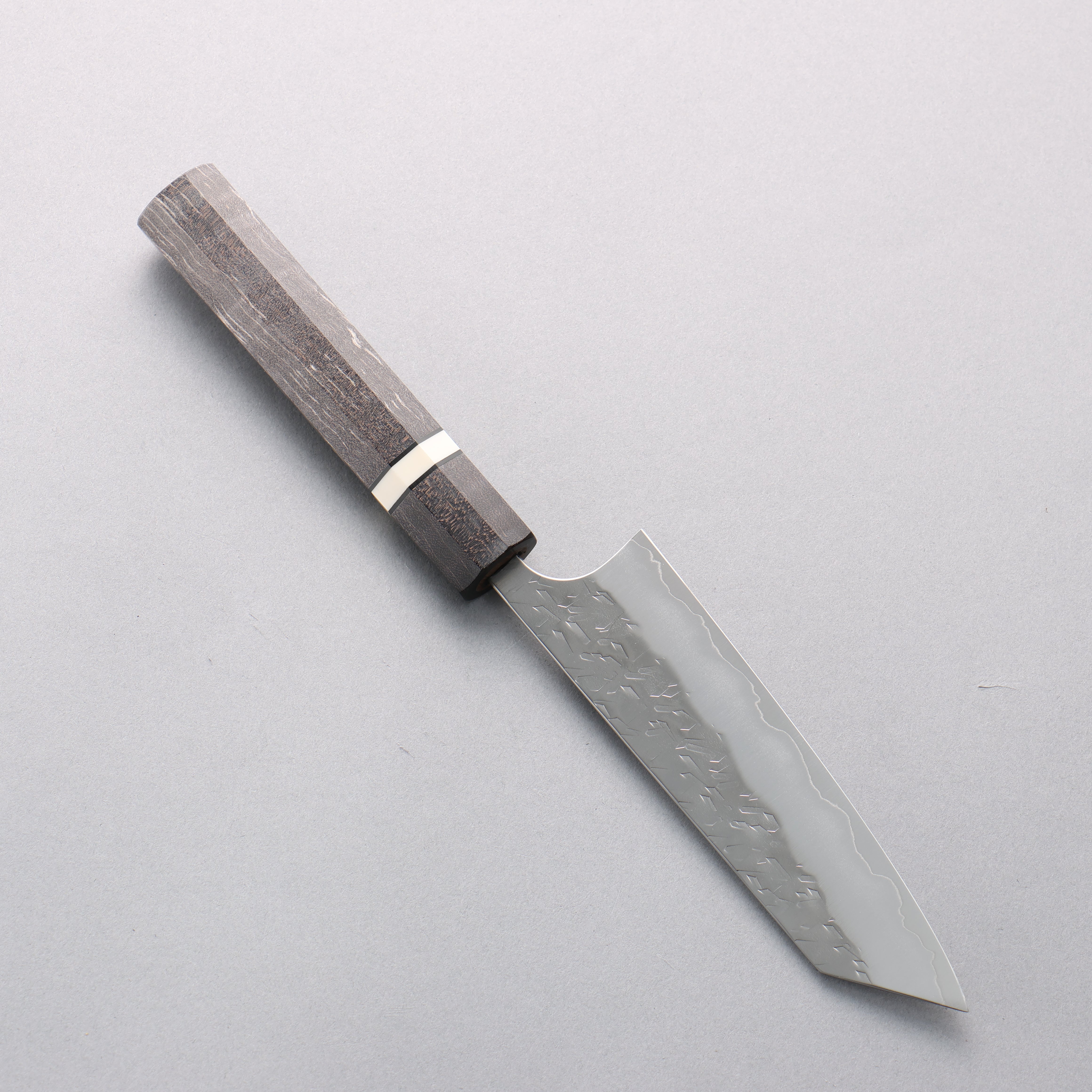 Yoshimi Kato Hyo SG2 Hammered Small Bunka 130mm Gray Stabilized Wood & White Ring Handle - Seisuke Knife