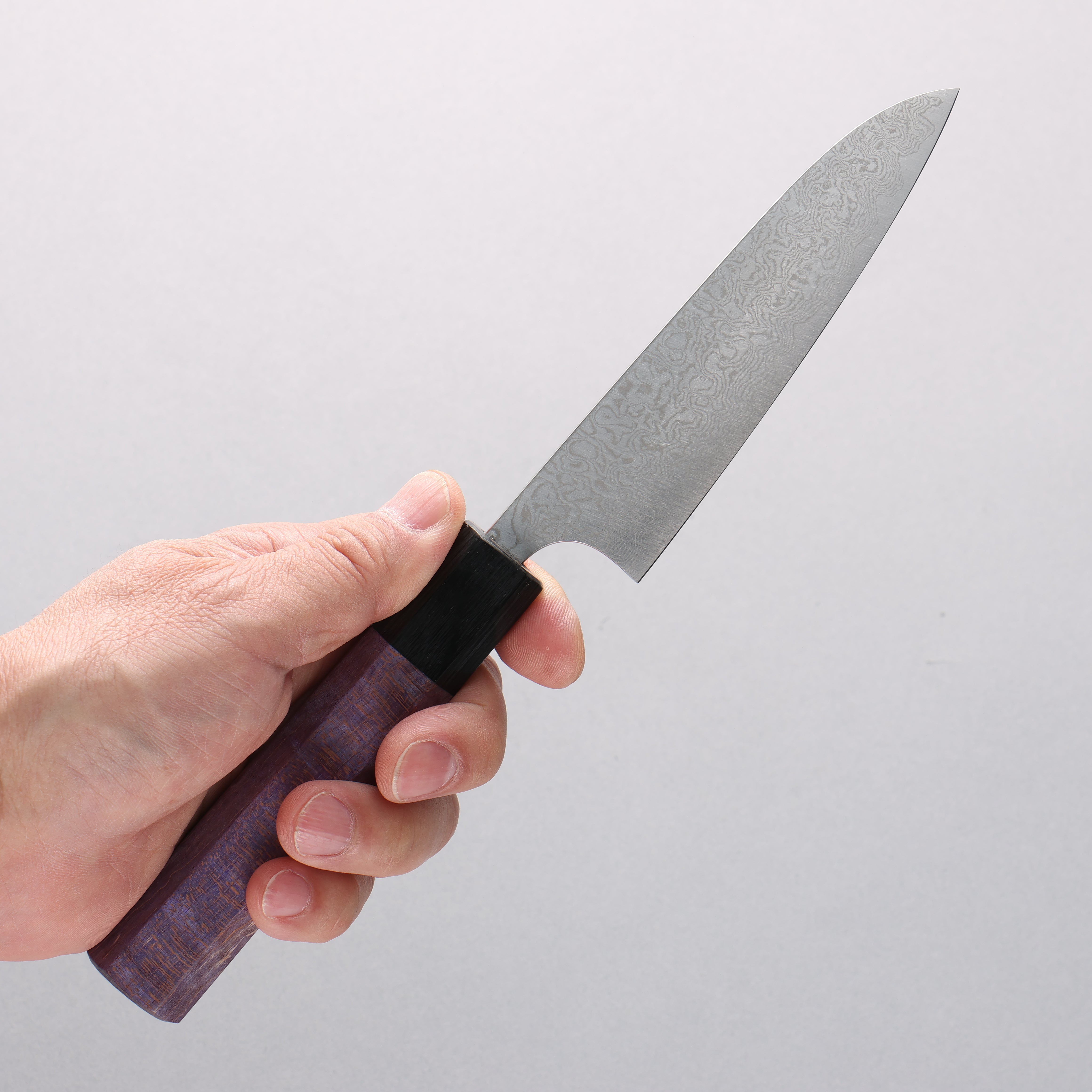 Anryu VG10 Migaki Damascus Petty-Utility 120mm Purple Stabilized Wood Handle - Seisuke Knife