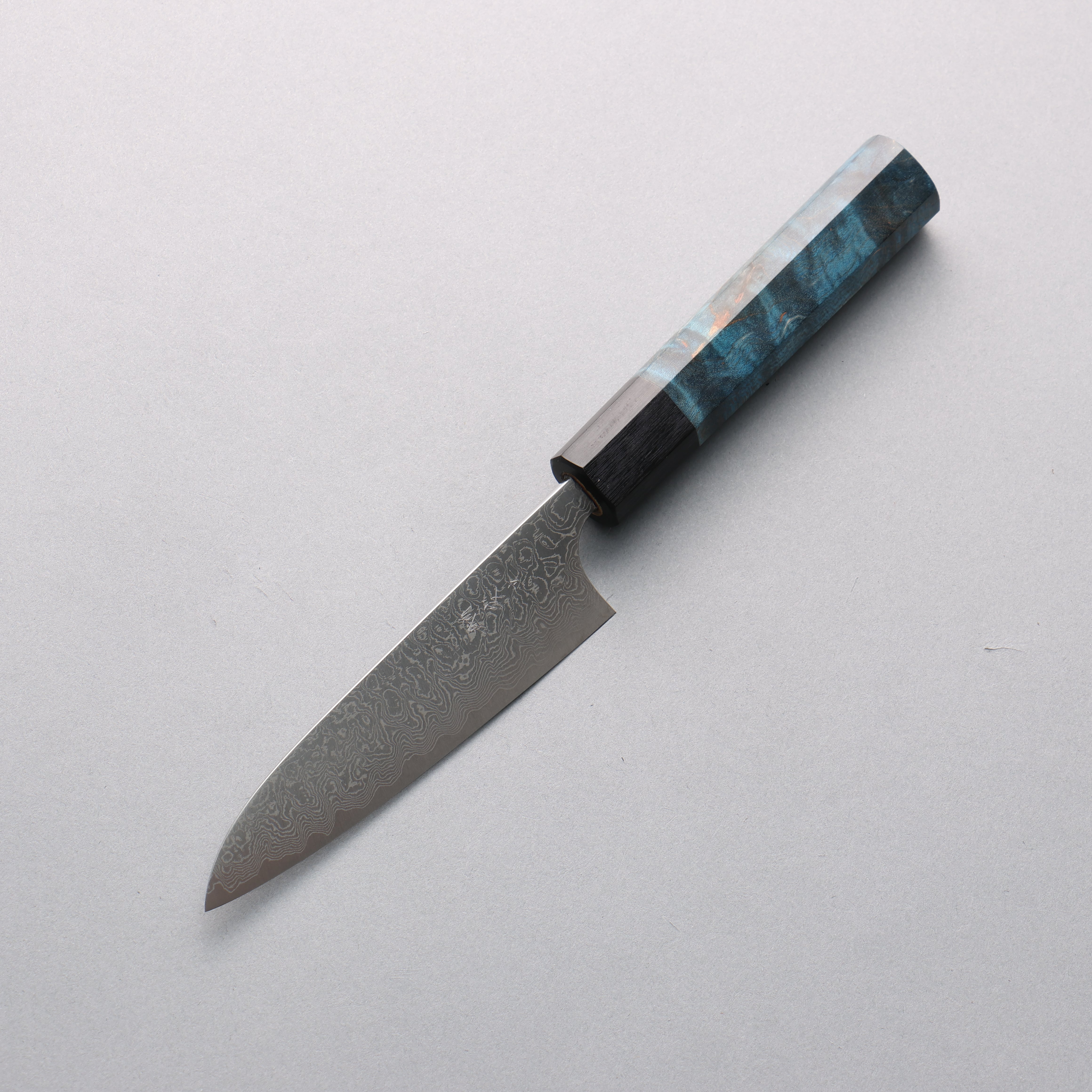 Anryu VG10 Migaki Damascus Petty-Utility 120mm Blue Stabilized Wood Handle - Seisuke Knife