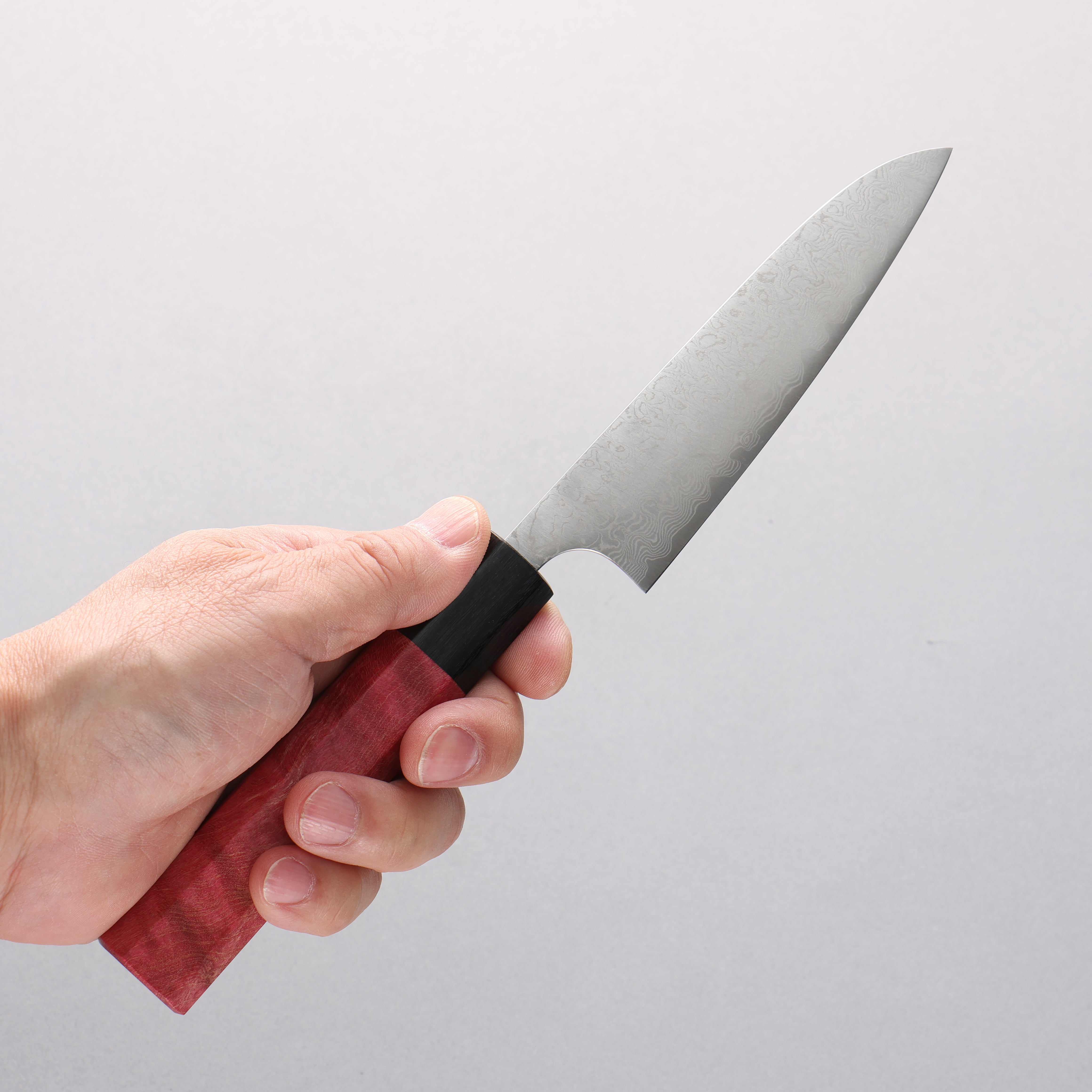 Anryu VG10 Migaki Damascus Petty-Utility 120mm Red Stabilized Wood Handle - Seisuke Knife