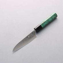  Anryu VG10 Migaki Finished Damascus Petty-Utility 120mm Green Stabilized Wood Handle - Seisuke Knife