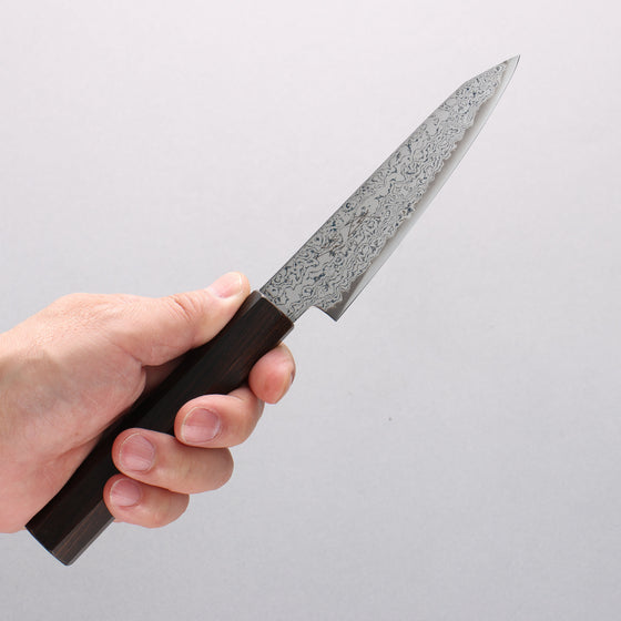 Seisuke VG10 Damascus Petty-Utility 120mm Ebony Wood Handle - Seisuke Knife