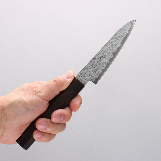 Seisuke VG10 Damascus Petty-Utility 105mm Ebony Wood Handle - Seisuke Knife