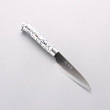  Takeshi Saji VG10w Colored Damascus Migaki Finished Paring 90mm White Turquoise Handle - Seisuke Knife