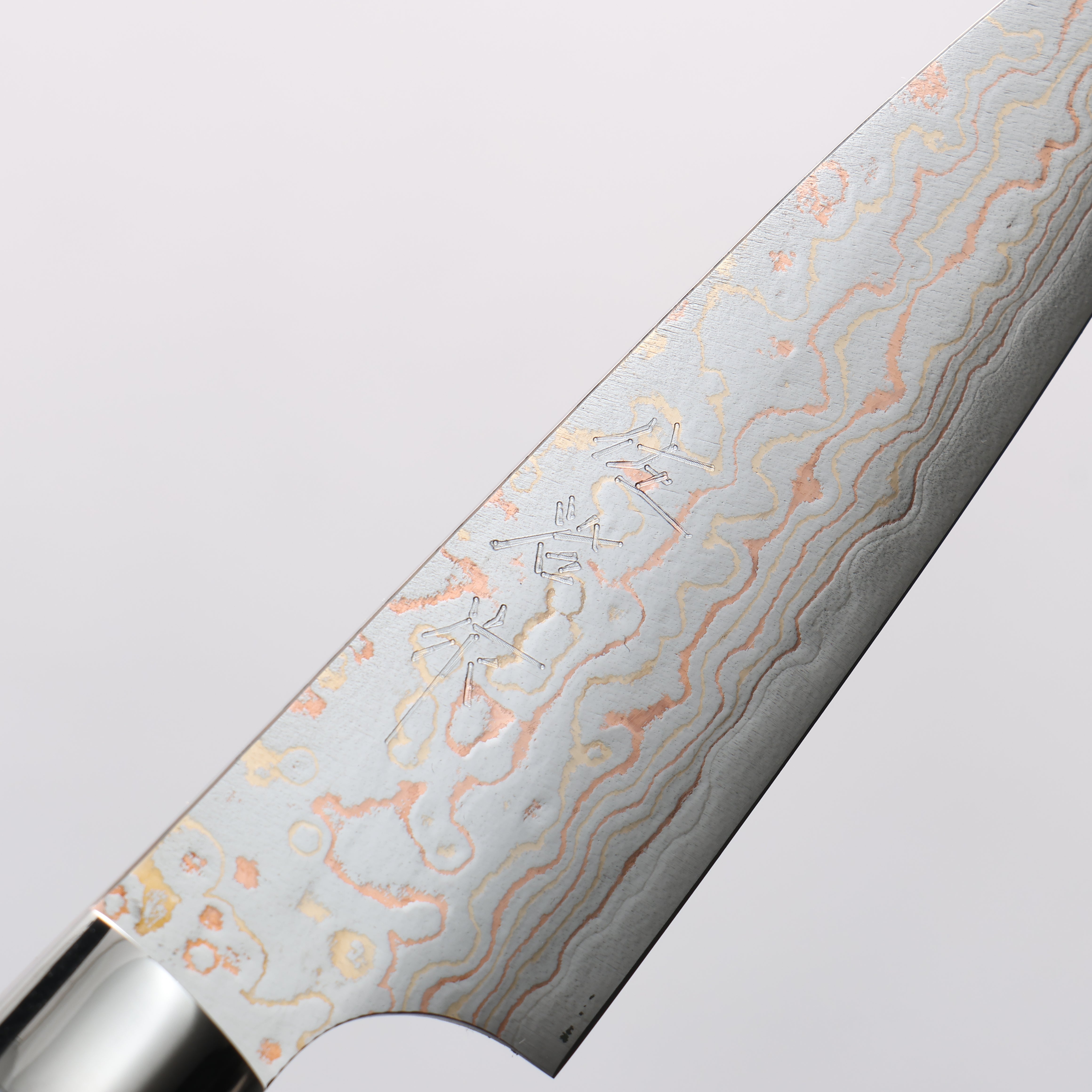 Takeshi Saji VG10w Colored Damascus Migaki Paring 90mm White Turquoise Handle - Seisuke Knife