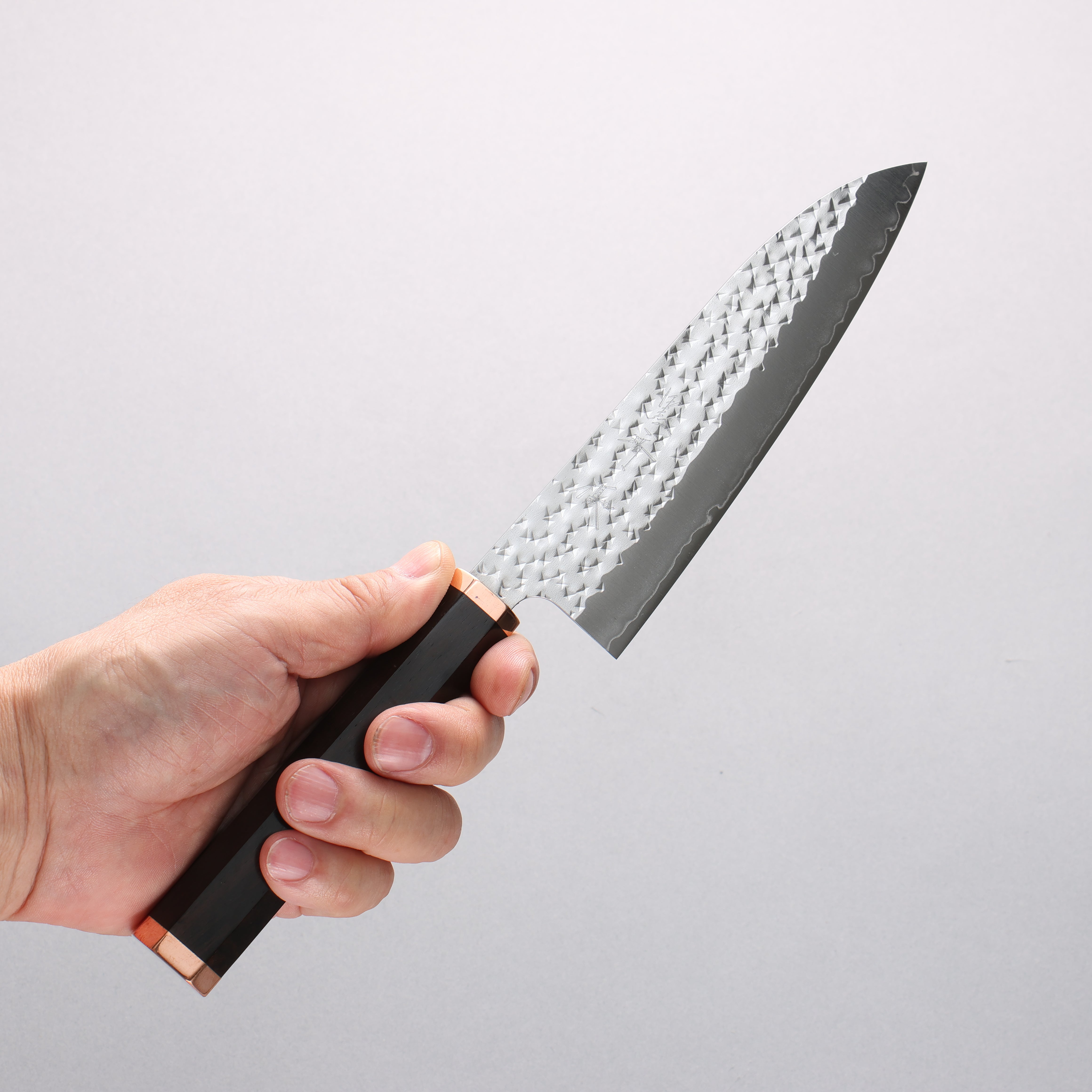 Yu Kurosaki Senko Ryu SG2 Hammered Small Santoku 150mm Ebony & Copper Handle - Seisuke Knife