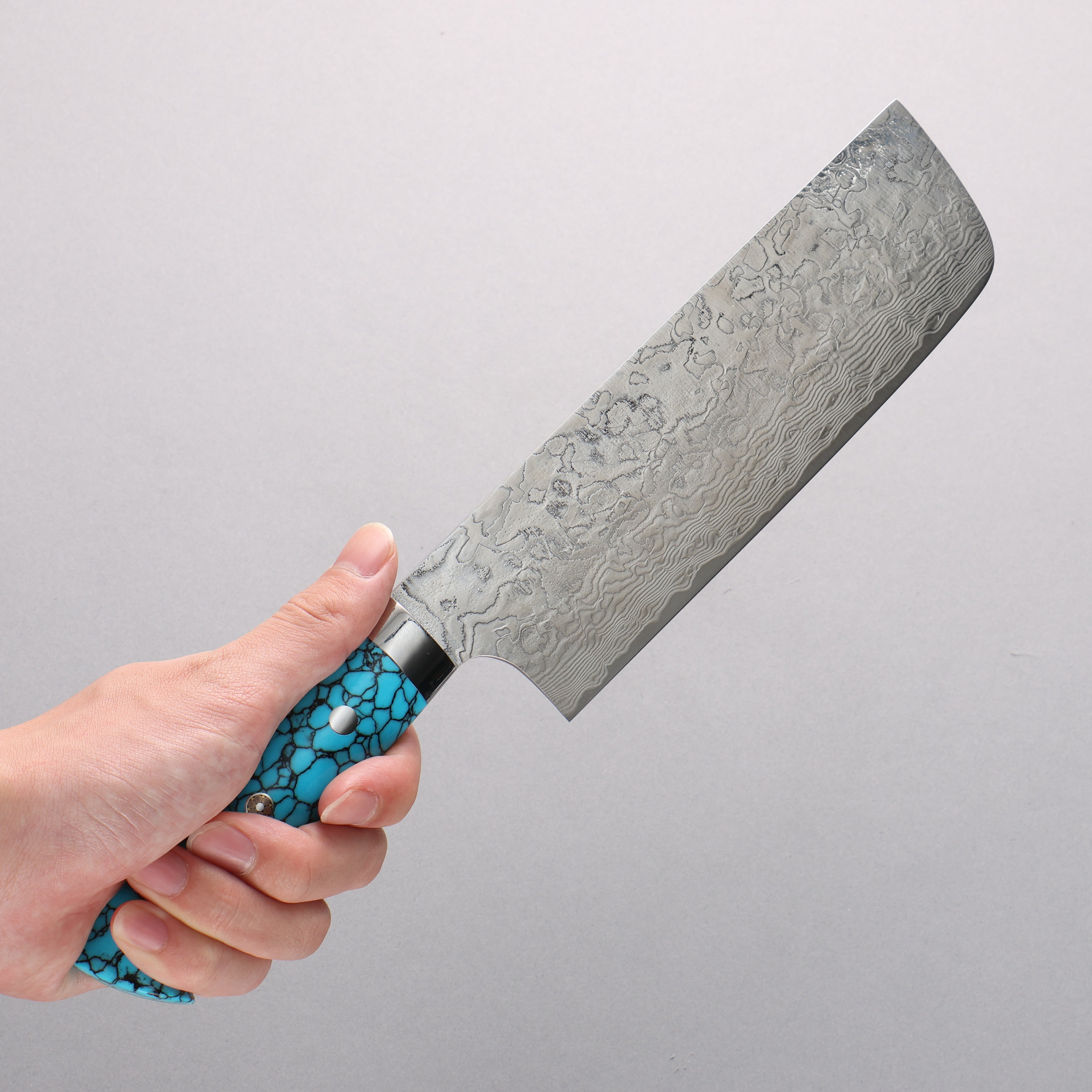 Takeshi Saji SG2 Diamond Finish Nakiri 170mm Blue Turquoise Handle - Seisuke Knife