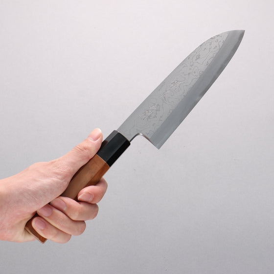 Tessen by Yamatsuka Tamahagane Damascus Santoku 165mm Wild Cherry Handle - Seisuke Knife