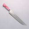 Takeshi Saji SG2 Damascus Diamond Finish Sakimaru Sujihiki 240mm Pink and Red Marble Acrylic Handle - Seisuke Knife - Slide 1