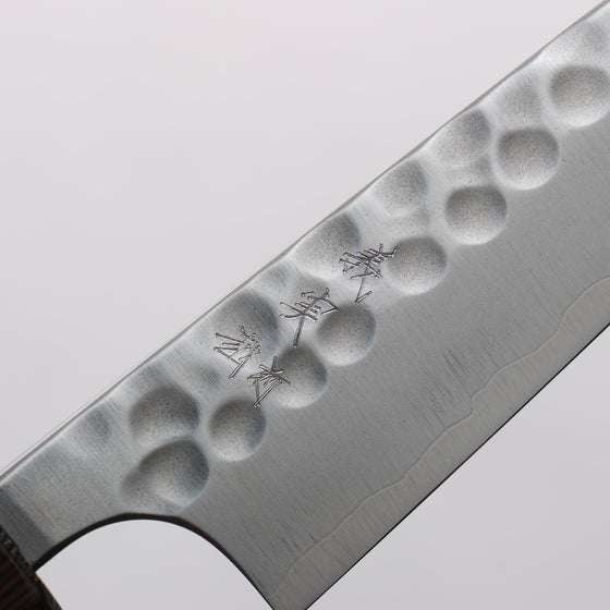 Yoshimi Kato Silver Steel No.3 Maru Hammered Migaki Finished Petty-Utility 120mm Walnut & Wenge Handle - Seisuke Knife