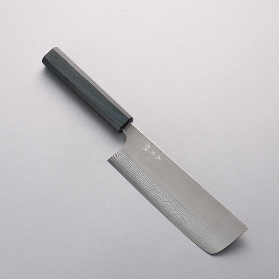 Yoshimi Kato VG10 Damascus Nashiji Nakiri 165mm Oak (Indigo Dyed) Handle - Seisuke Knife