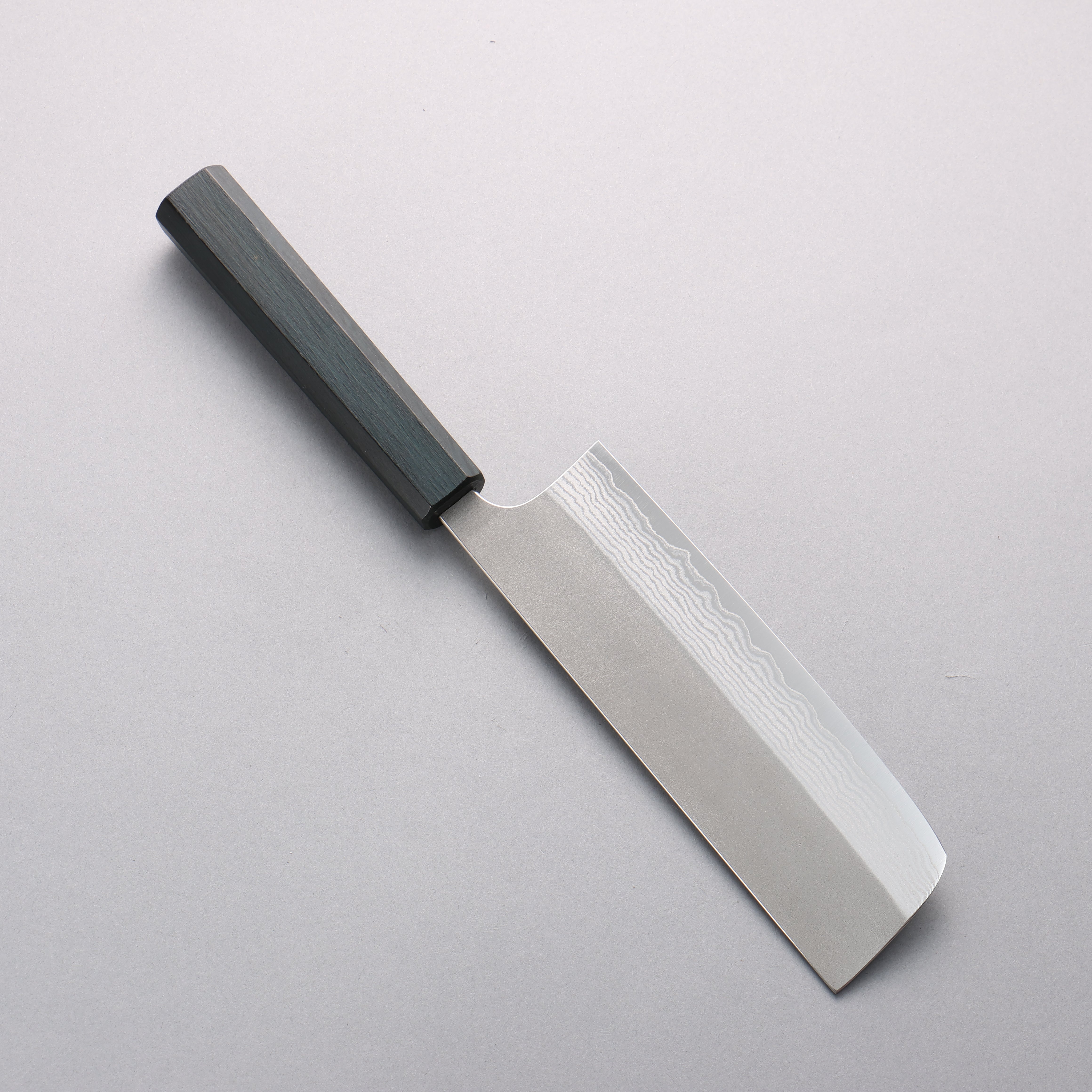 Yoshimi Kato VG10 Damascus Nashiji Nakiri 165mm Indigo Dyed Oak Handle - Seisuke Knife