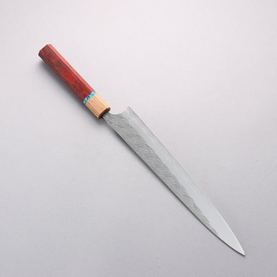 Yoshimi Kato Hyo SG2 Hammered Sujihiki 270mm Padoauk(Turquoise Ring) Handle - Seisuke Knife