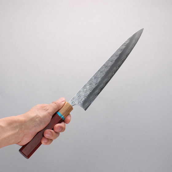 Yoshimi Kato Hyo SG2 Hammered Sujihiki 270mm Padoauk(Turquoise Ring) Handle - Seisuke Knife