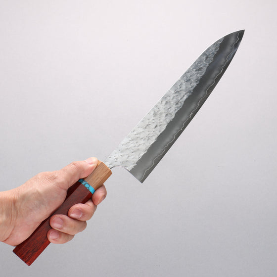Yoshimi Kato Hyo SG2 Hammered Gyuto 240mm Padoauk(Turquoise Ring) Handle - Seisuke Knife