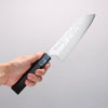 Yoshimi Kato SG2 Damascus Migaki Polish Finish Santoku 170mm Ebony (ferrule: Blue Marble Resin) Handle - Seisuke Knife - Slide 4